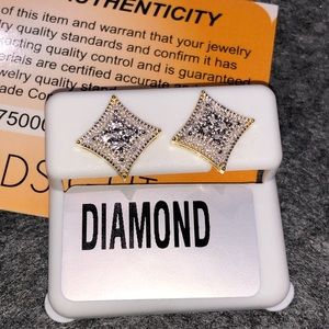 10k gold beautiful real diamond earrings made in Turkey stunning design NOT Cz!